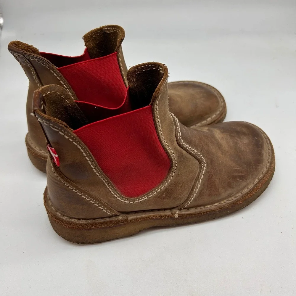 Duckfeet Roskilde Brown Leather Red Elastic Chelsea Boots EU 37 Crepe Sole